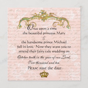 Fairy Tale French Script Pink Save the Date