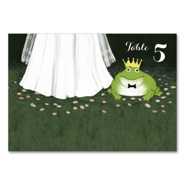 Fairy Tale Frog Prince and Bride Wedding Reception Table Number (Front)