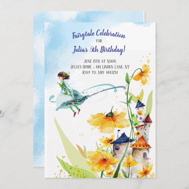 Fairy tale Garden Birthday Invitation (Front/Back)
