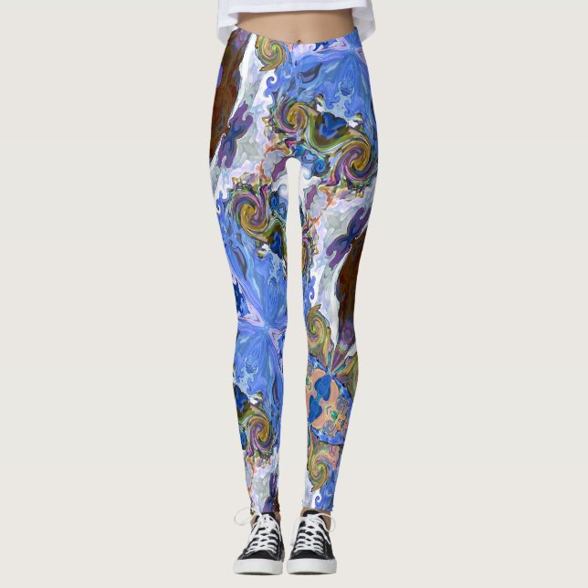 Fairy Tale Hearts Blue Leggings (Front)