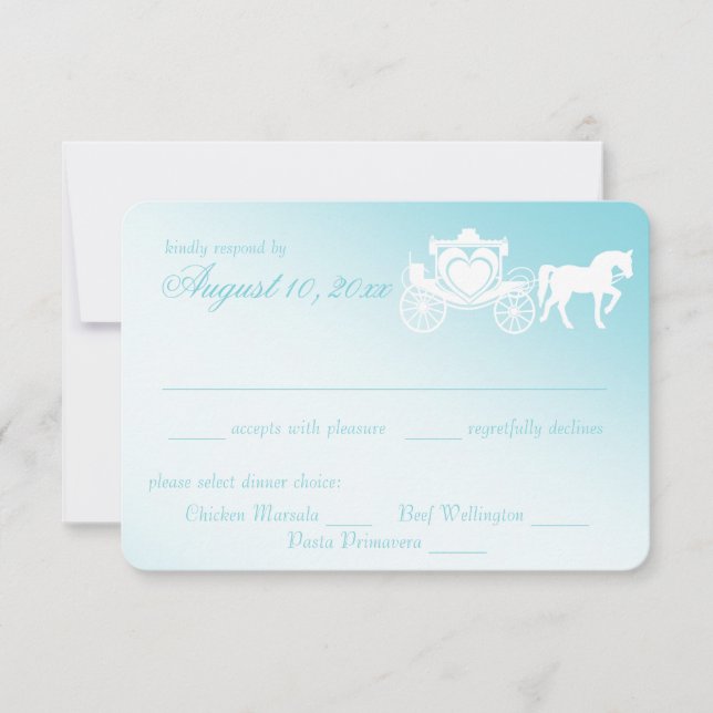 Fairy Tale Horse and Carriage Wedding RSVP Card (Front)