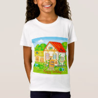 Fairy-tale house with a red roof garden