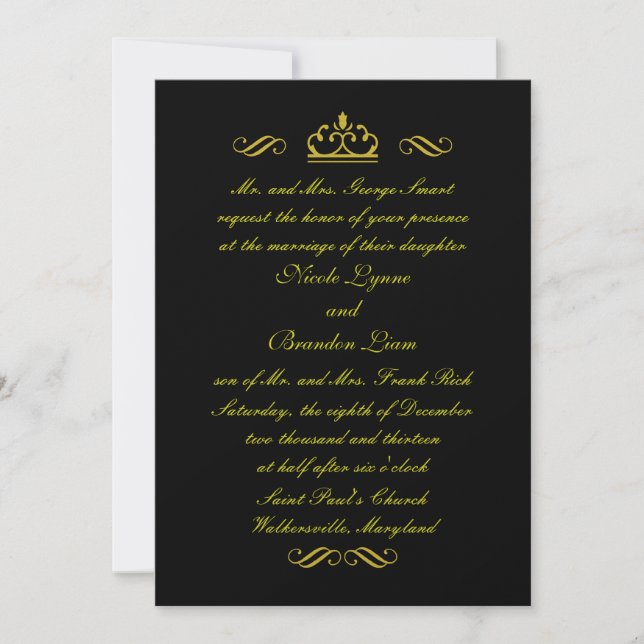 Fairy Tale in Black Wedding Invitation (black) (Front)