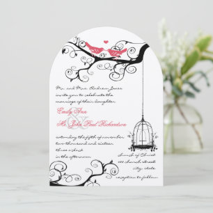 Fairy Tale Love Bird Pink Yarrow Wedding Invite