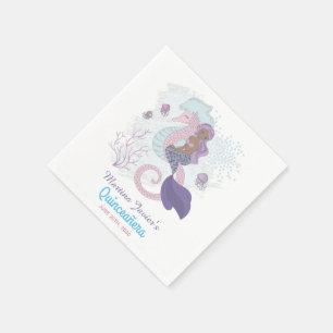 Fairy Tale Mermaid Quinceañera 15th Birthday Napkin