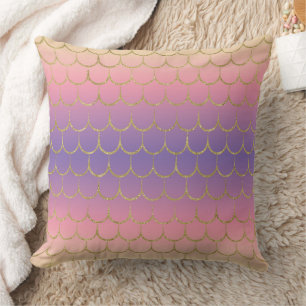 Fairy Tale Mermaid Scales Pastel Gradient Pattern Cushion