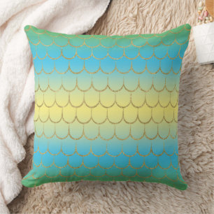 Fairy Tale Mermaid Scales Pastel Gradient Pattern Cushion