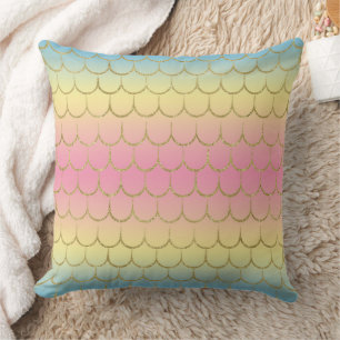 Fairy Tale Mermaid Scales Pastel Gradient Pattern Cushion