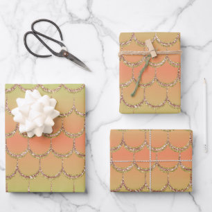 Fairy Tale Mermaid Scales Pastel Gradient Pattern Wrapping Paper Sheet