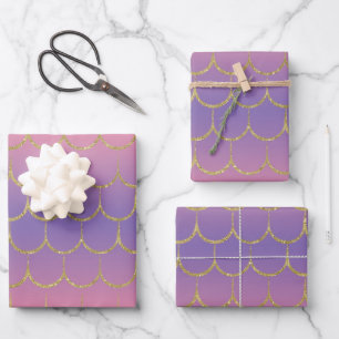 Fairy Tale Mermaid Scales Pastel Gradient Pattern Wrapping Paper Sheet
