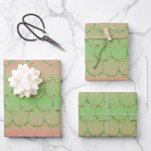 Fairy Tale Mermaid Scales Pastel Gradient Pattern Wrapping Paper Sheet