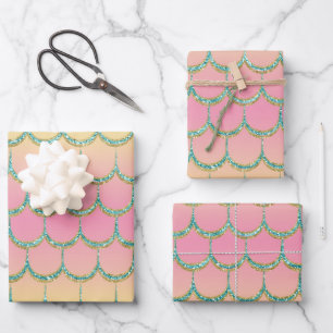 Fairy Tale Mermaid Scales Pastel Gradient Pattern Wrapping Paper Sheet