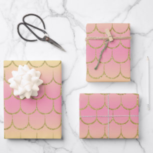 Fairy Tale Mermaid Scales Pastel Gradient Pattern Wrapping Paper Sheet