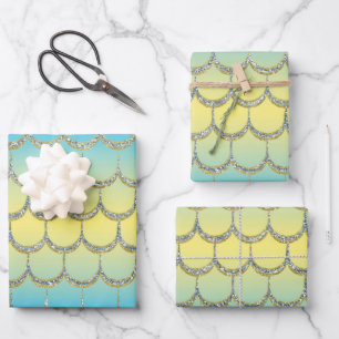 Fairy Tale Mermaid Scales Pastel Gradient Pattern Wrapping Paper Sheet
