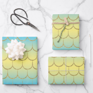 Fairy Tale Mermaid Scales Pastel Gradient Pattern Wrapping Paper Sheet