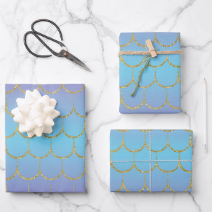 Fairy Tale Mermaid Scales Pastel Gradient Pattern Wrapping Paper Sheet