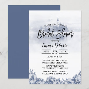 Fairy Tale Misty Lake Vintage Floral Bridal Shower Invitation