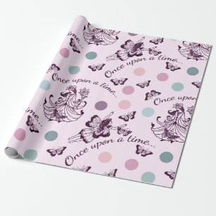Fairy Tale Once Upon a Time with Butterflies Wrapping Paper