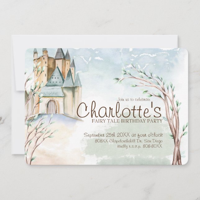Fairy Tale Party Castle in the Forest Invitation (Front)