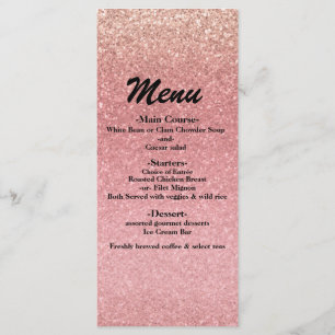 Fairy Tale Pink Glitter Sweet 16 Glam Party Menu