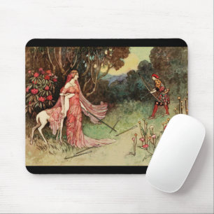 Fairy Tale Princess And White Deer Mouse Mat