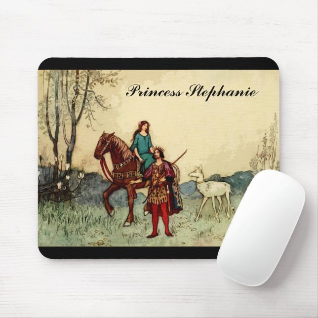 Fairy Tale Princess And White Deer Mouse Mat (With Mouse)