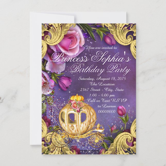 Fairy Tale Princess Birthday Party Invitations (Front)