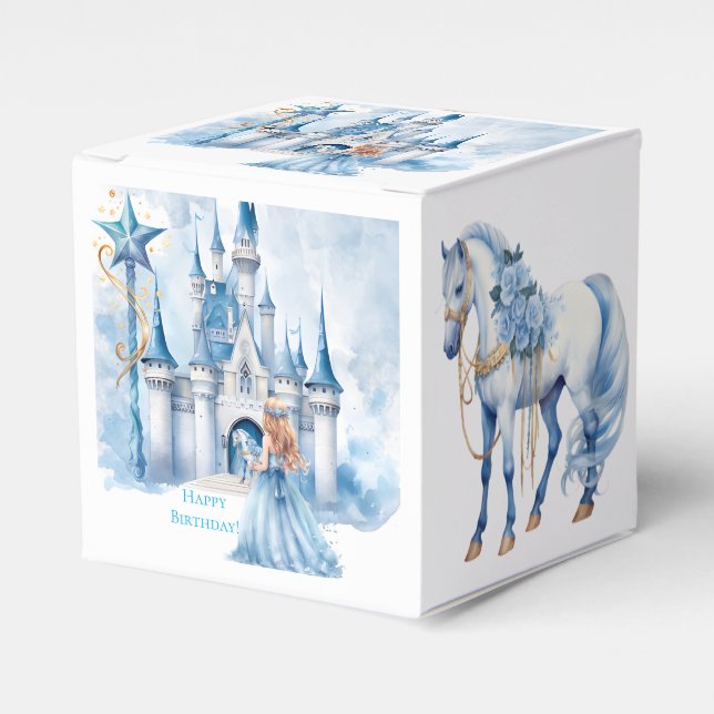 Fairy Tale Princess Castle Girl Birthday Favour Box (Front Side)