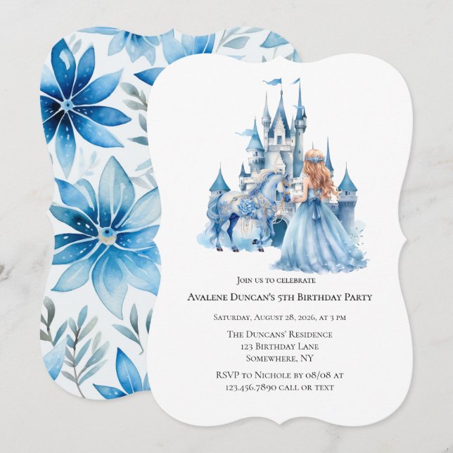 Fairy Tale Princess Castle Girl Birthday Party Invitation (Front/Back)