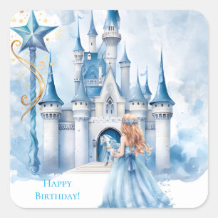 Fairy Tale Princess Castle Girl Birthday Party Square Sticker