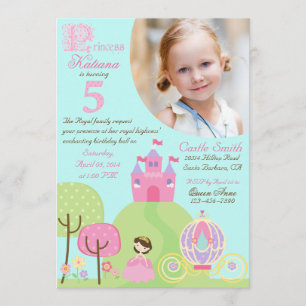 Fairy Tale Princess Fifth Birthday Invitation