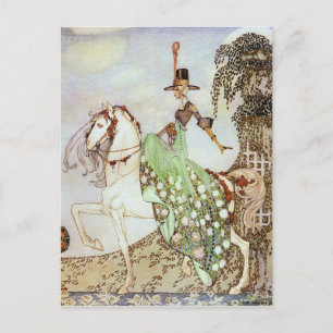 Fairy Tale Princess Riding into the World Postcard