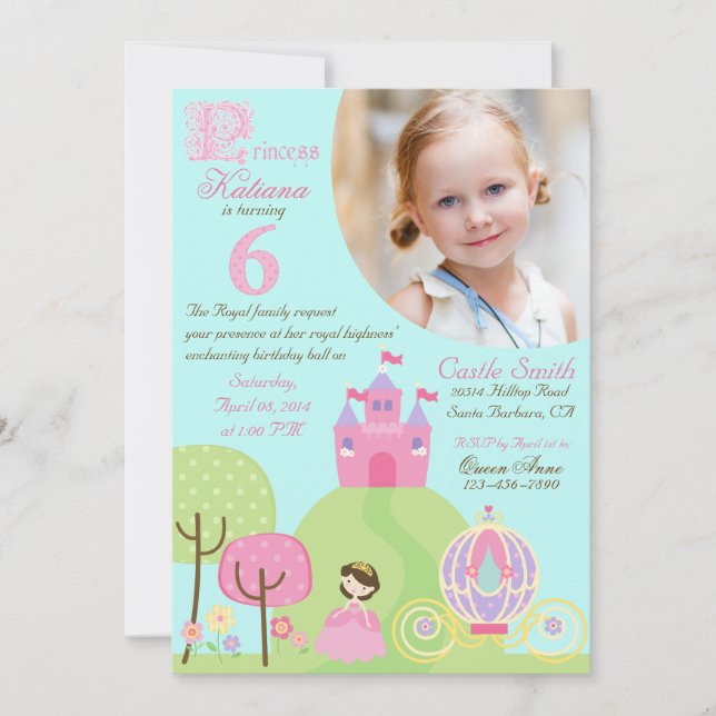 Fairy Tale Princess Sixth Birthday Invitation (Front)