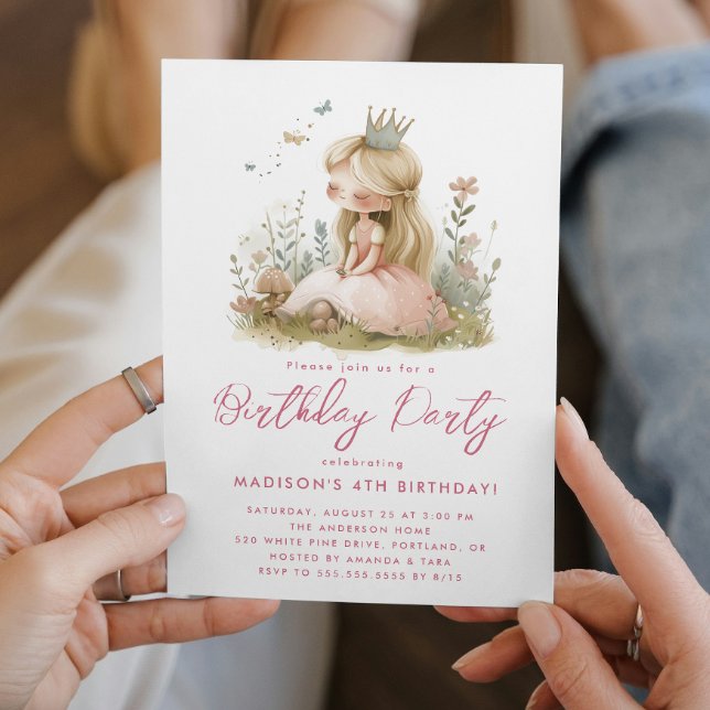 Fairy Tale Princesses Pink Birthday Party  Invitation (Creator Uploaded)