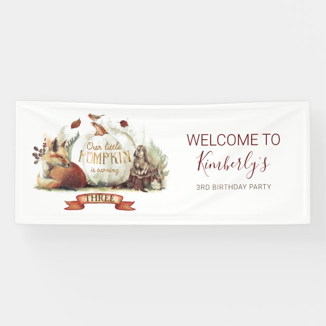 Fairy Tale Pumpkin Fall Birthday Party Banner (Horizontal)