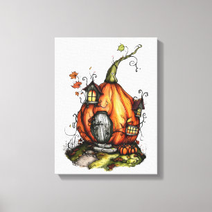 Fairy Tale Pumpkin House Canvas Print