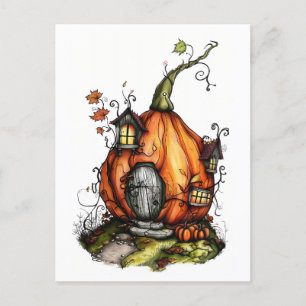 Fairy Tale Pumpkin House Postcard
