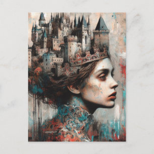 Fairy Tale Queen Castle on Her Head Postcard