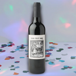 Fairy Tale Red Riding Hood in Woods Wolf Frame Wine Label