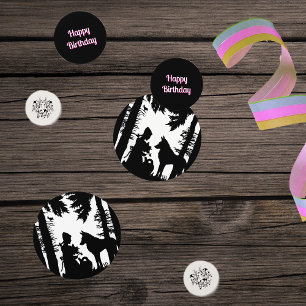 Fairy Tale Riding Hood Wolf Flowers Black White Confetti