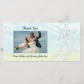 Fairy Tale Sand Castle Beach Wedding Thank You Card