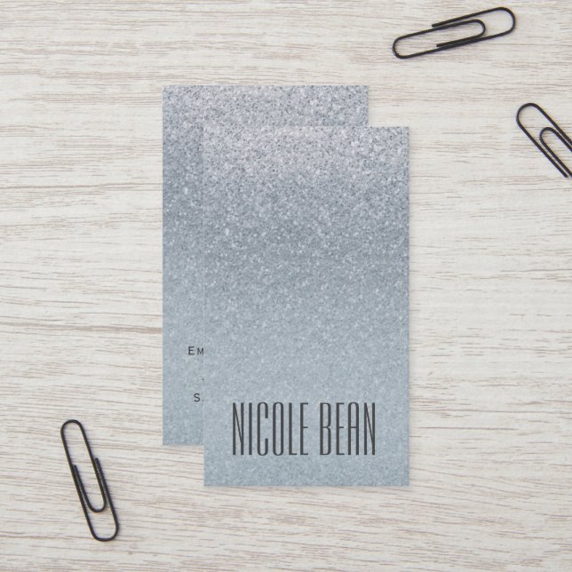 Fairy Tale Silver Glitter Glam Glamour Chic Custom Business Card (Front/Back In Situ)