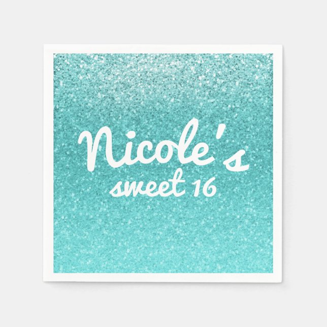 Fairy Tale Silver Glitter Sparkle Party Favour Gla Napkin (Front)