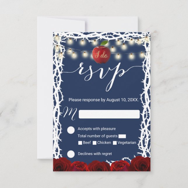 Fairy Tale Snow White Princess Navy Blue RSVP (Front)