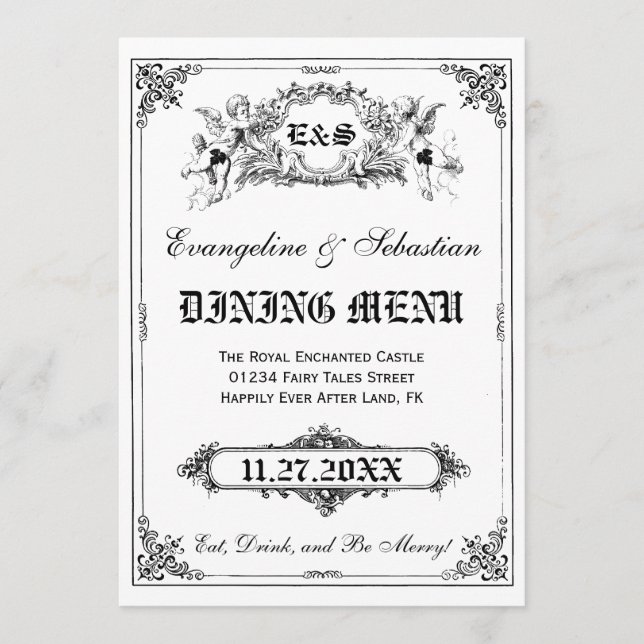 Fairy Tale Storybook Wedding Menu Cards (Front)