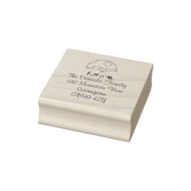 Fairy Tale Toadstool House Address Rubber Stamp (Stamp)