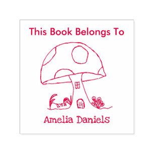 Fairy Tale Toadstool House This Book Belongs To Self-inking Stamp