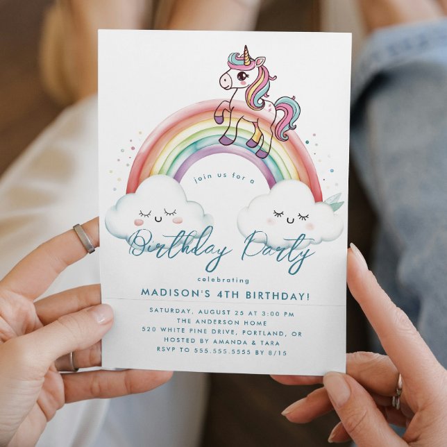 Fairy Tale Unicorn and Rainbow Birthday Party  Invitation (Creator Uploaded)