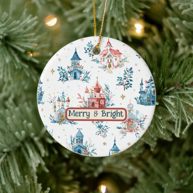 Fairy‑Tale Watercolor Christmas Pattern Ornament (Tree)