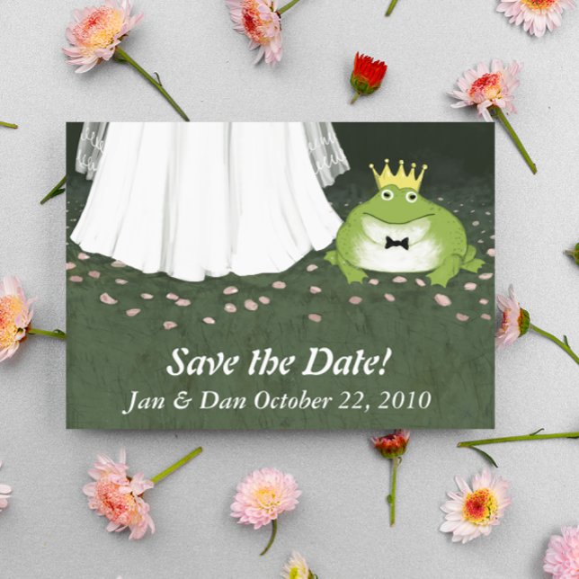 Fairy Tale Wedding Frog Prince Save the Date Funny Announcement Postcard (Creator Uploaded)